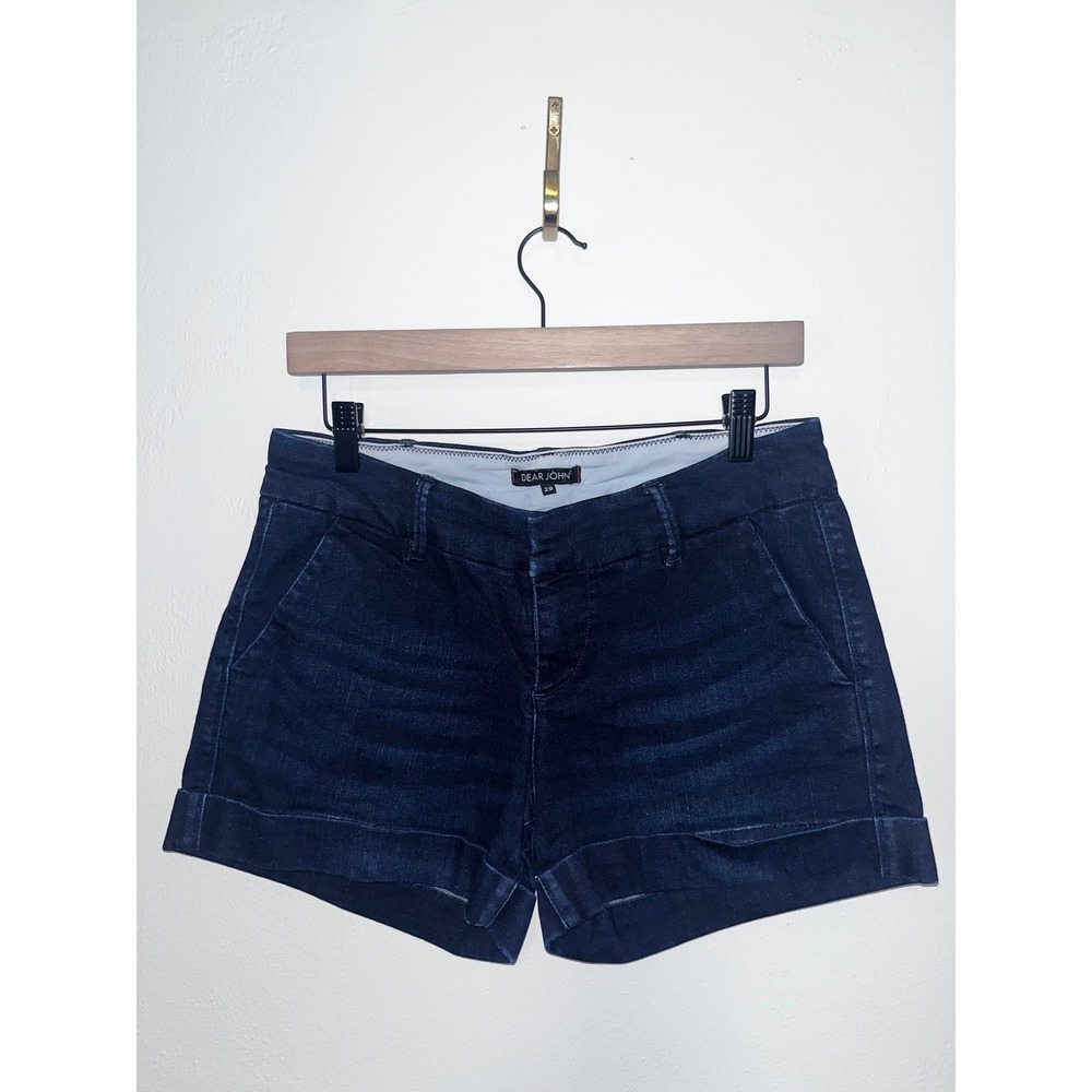 Dear John American Classic Dark Wash Cuffed Denim Jean Shorts Size 29 Holly